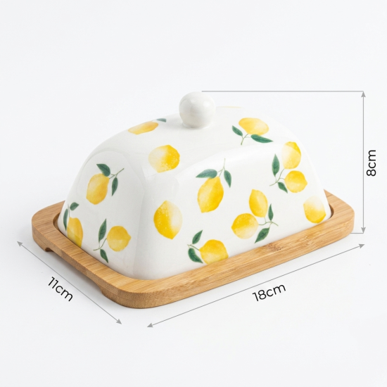 Lemon Pattern Porcelain Butter Container